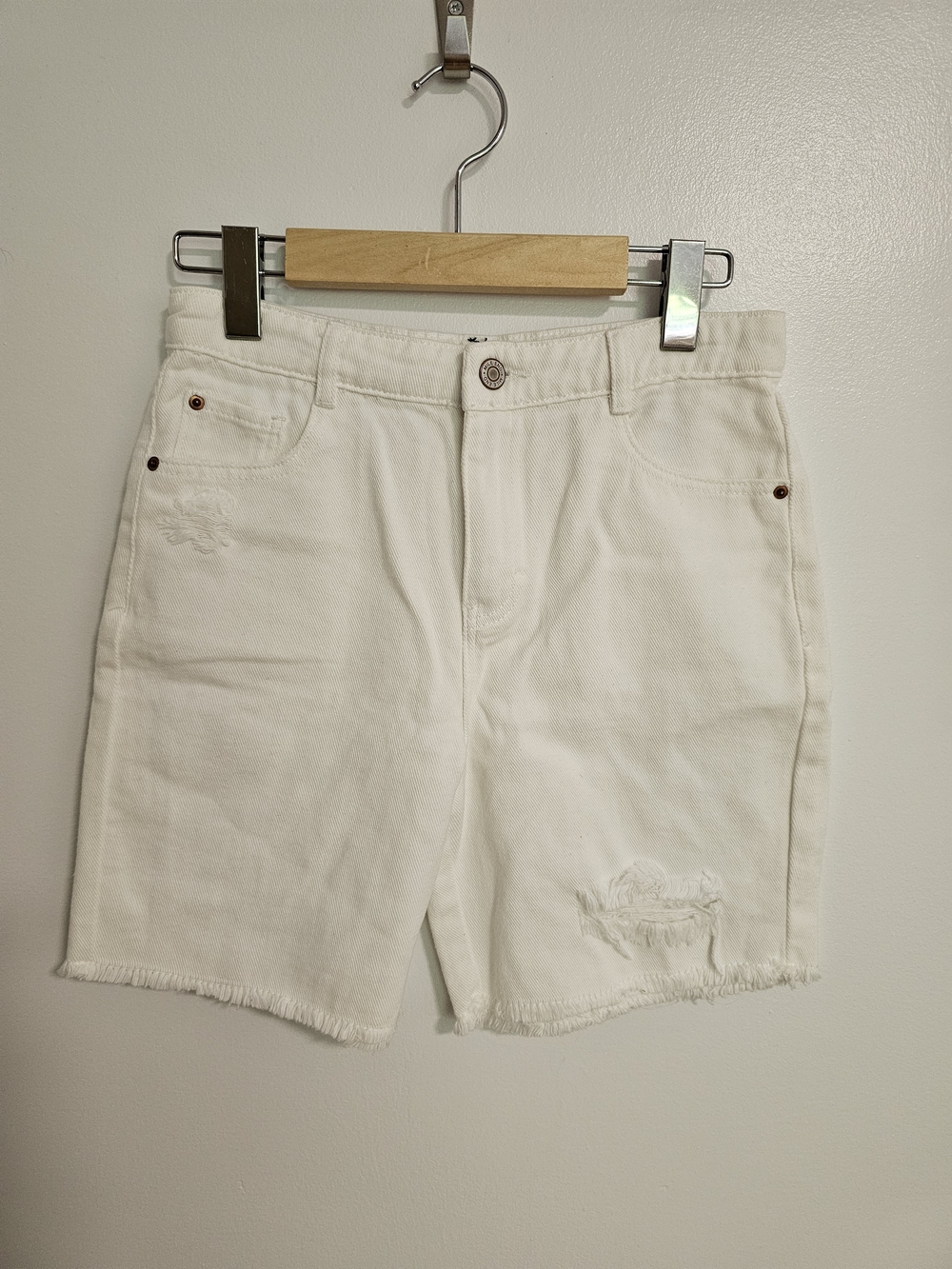🧸2/20$ Mile End Girls' White Frayed Hem Denim Shorts Size 12 Years Youth Girl